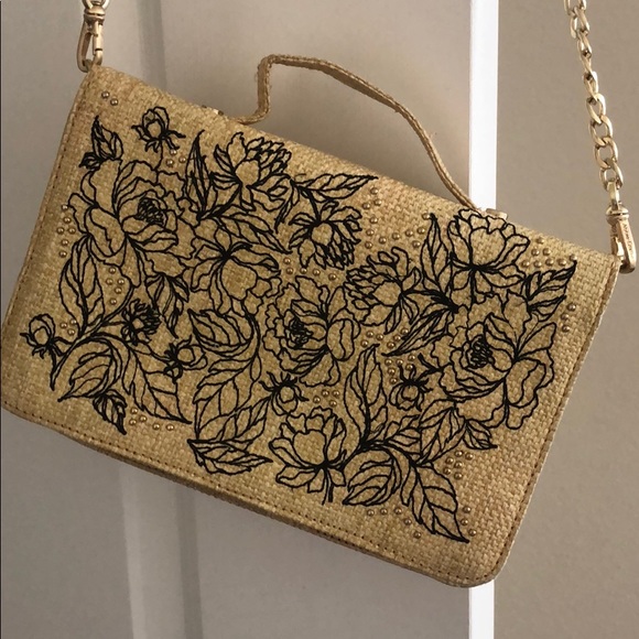 Handbags - Chain and canvas shoulder bag with embroidery